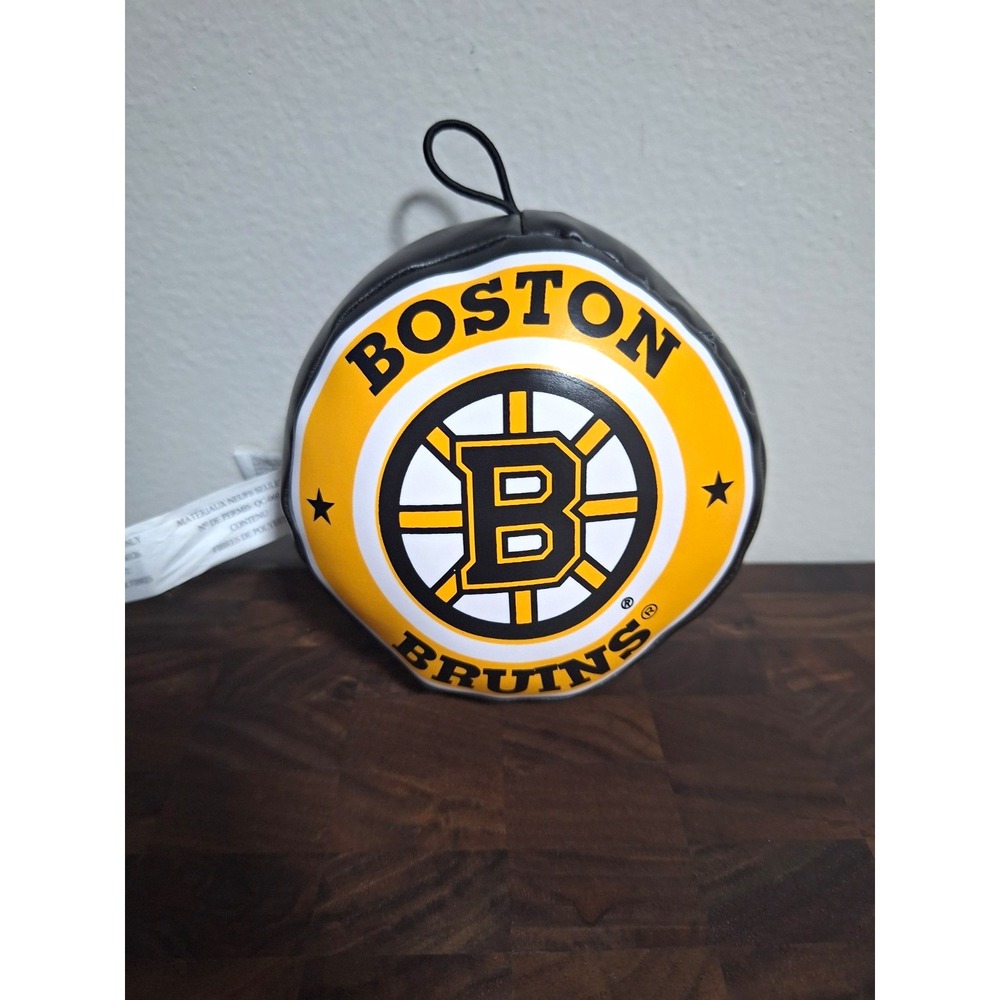 NHL Boston Bruins Plush Hockey Puck Soft Toy Good Stuff Black Yellow Mancave